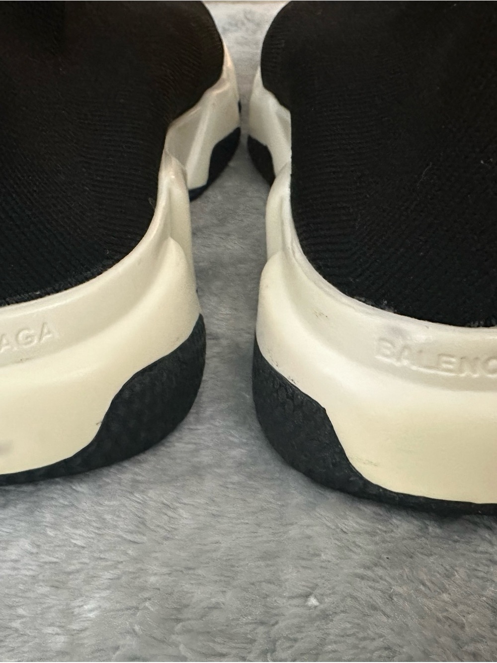Balenciaga Black and White Knit Slip-On Sneakers Size 9 - Picture 7 of 14